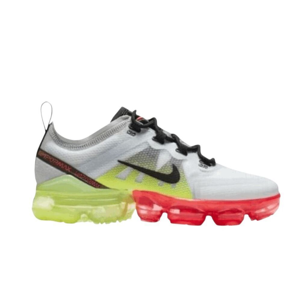 NIKE Air VaporMax 2019 'Pure Platinum Volt Crimson' Running Shoes Size 7